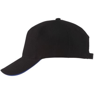 Бейсболка Long Beach, черная с ярко-синим-0