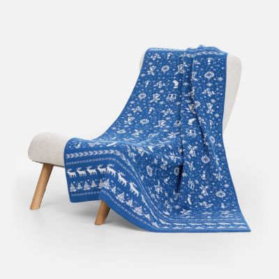 Плед Holidale, синий с молочным-0