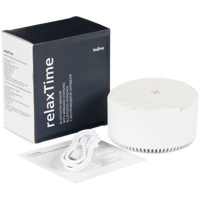 Bluetooth-колонка с беспроводной зарядкой relaxTime, белая-9