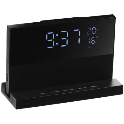 Зарядная станция с часами и подсветкой multiEnergy, черная-0