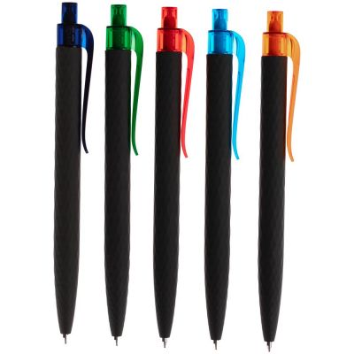 Ручка шариковая Prodir QS01 PRT-T Soft Touch, черная с голубым-6