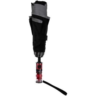 Зонт наоборот складной Futurum со светоотражающим кантом, черный-3
