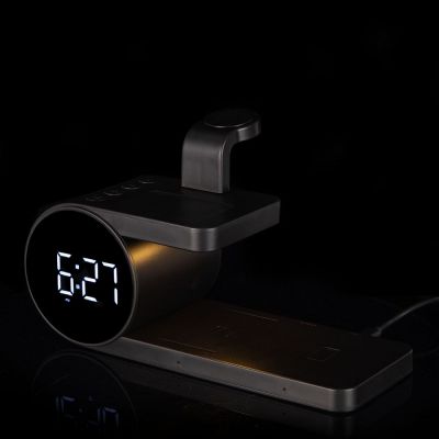 Станция беспроводной зарядки с часами fullStack, черная-10