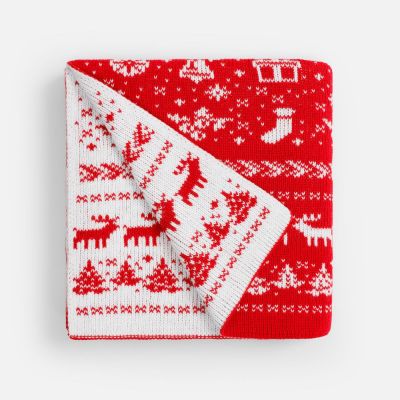 Плед Holidale, красный с молочным-1