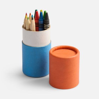 Набор цветных карандашей с мелками Kiddo Tube, голубой с оранжевым-1