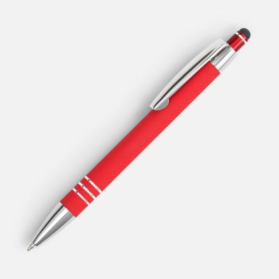 Ручка шариковая Sansen Soft Touch со стилусом, красная-0