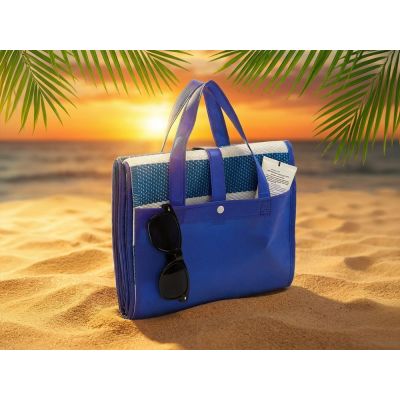 Складной коврик для пляжа и пикника Coastella, синий с белым-7