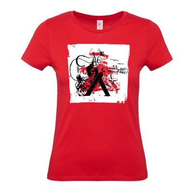 Футболка женская Carmen and Carwoman, красная-0