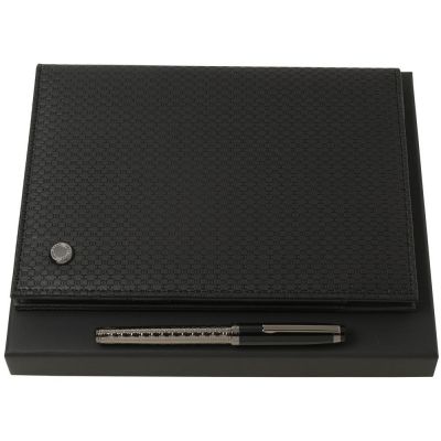 Набор Epitome: папка с блокнотом А5 и роллер, черный-0