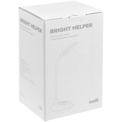 Лампа с беспроводной зарядкой Bright Helper, белая-7