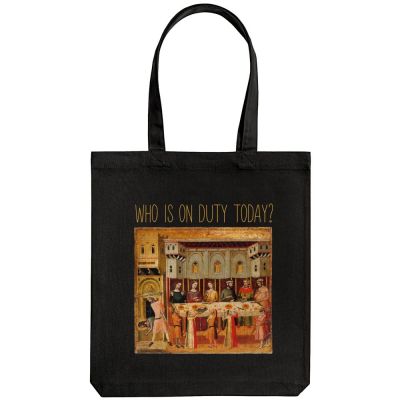 Холщовая сумка Who Is On Duty Today, черная-0