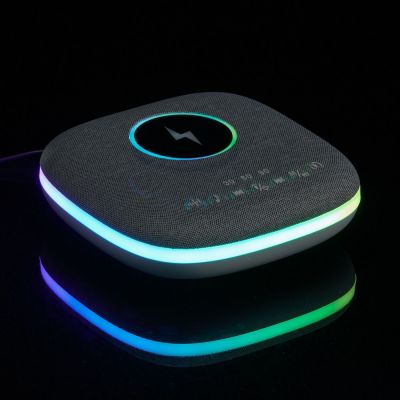 Bluetooth-колонка с беспроводной зарядкой и подсветкой Terrafonic, серая-13