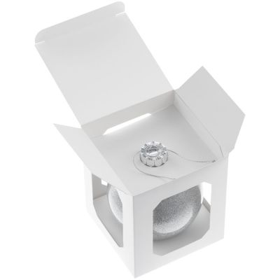 Елочный шар Finery Shine, 10 см, глянцевый серебристый с глиттером-3