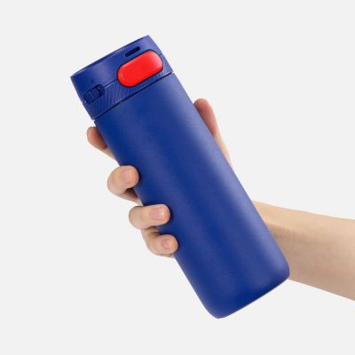 Термостакан X1 с цветной кнопкой, синий с красным-3