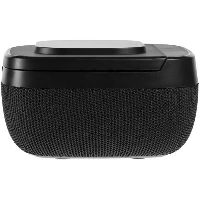 Колонка с беспроводной зарядкой Esca и подсветкой логотипа, черная-6