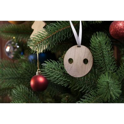 Деревянная подвеска Carving, в форме пуговицы Санты-2