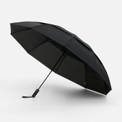 Зонт обратного сложения twoGether с двойным куполом, черный-0