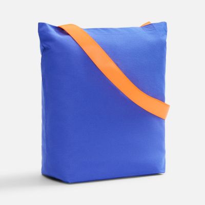 Шопер B5, синий с широкими оранжевыми ручками-0