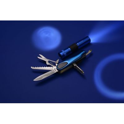 Набор «Зорге»: мультитул и фонарик, синий, уценка-11