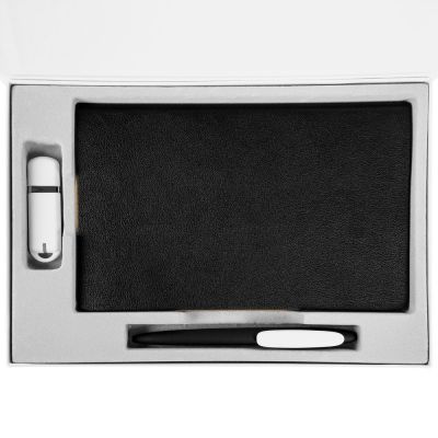 Коробка Silk с ложементом под ежедневник 13x21 см, флешку и ручку, белая-3