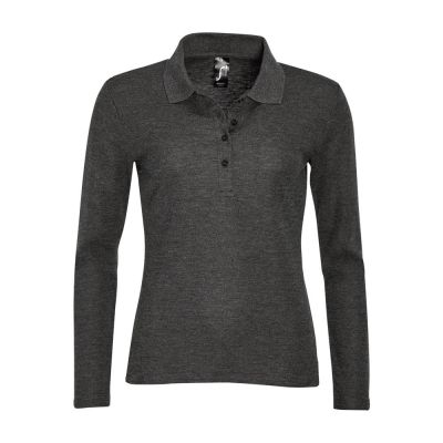 Рубашка поло женская с длинным рукавом Podium черный меланж-0