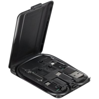 Органайзер с беспроводной зарядкой и набором адаптеров Octopod, черный-3