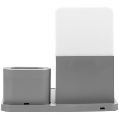 Зарядная станция с часами и подсветкой Large Charge, серая-7