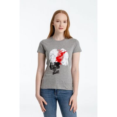 Футболка женская «Ты у меня вот здесь», серый меланж-0