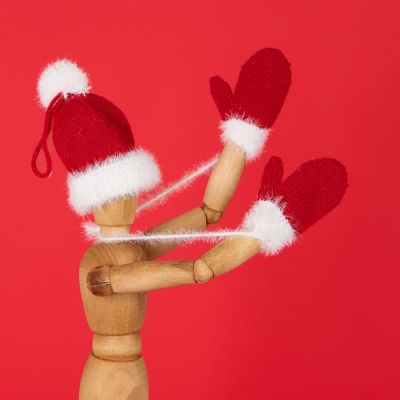 Подвеска на елку «Вьюжка», варежки, красная-5