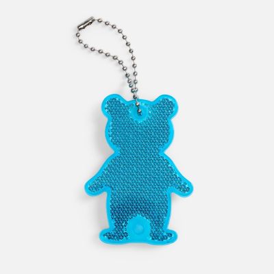 Пешеходный светоотражатель с цепочкой «Мишка», синий-0