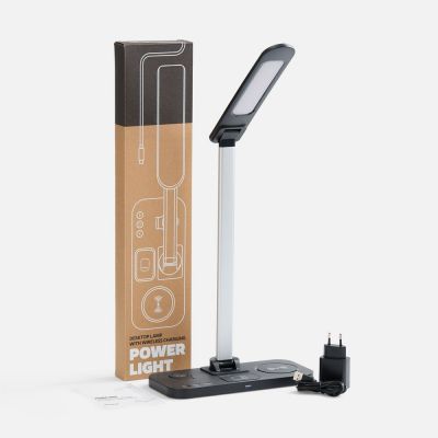 Настольная лампа с беспроводной зарядкой Power Light, черная-8