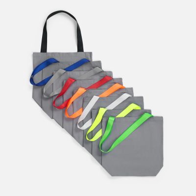 Шопер B5, серый с широкими синими ручками-1