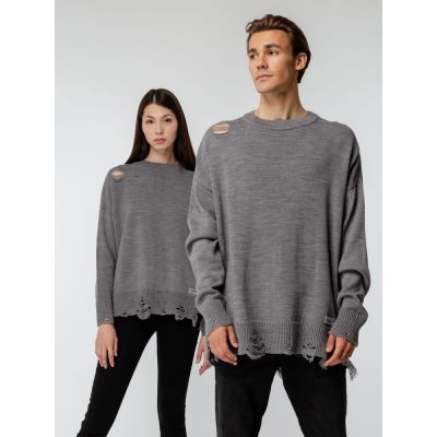 Джемпер оверсайз унисекс Grunge, серый-12