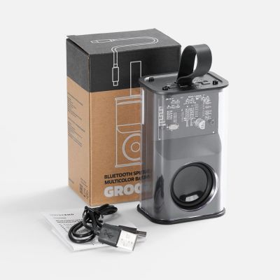 Bluetooth-колонка с подсветкой Groove, серая-6