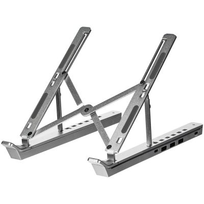 Подставка для ноутбука с USB-хабом Scaffold Hub, серебристый металлик-1