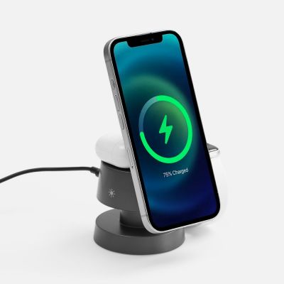 Станция беспроводной зарядки с подсветкой Lume, серая-0