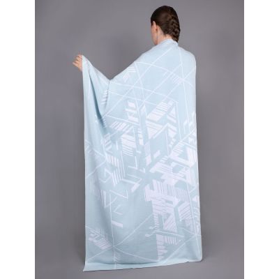 Плед Winterflake, бело-голубой с люрексом-0