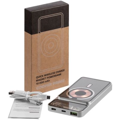 Магнитный беспроводной аккумулятор Cooper Prime 10000 мАч, серебристый-9