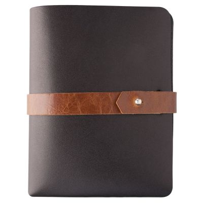 Автобумажник Leaf Explorer, черный с коричневым хлястиком-0