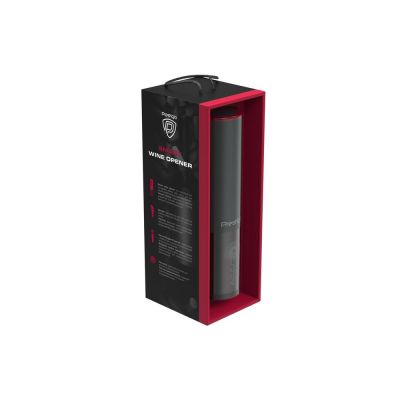 Набор с электрическим штопором Lugano, черный с красным-4