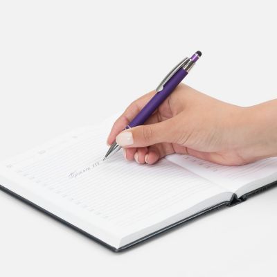 Ручка шариковая Sansen Soft Touch со стилусом, фиолетовая-4
