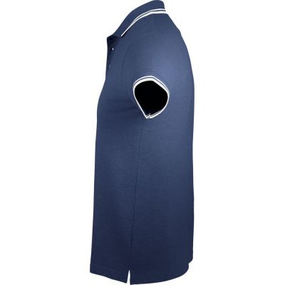 Рубашка поло женская Pasadena Women 200 с контрастной отделкой, темно-синяя с белым-2