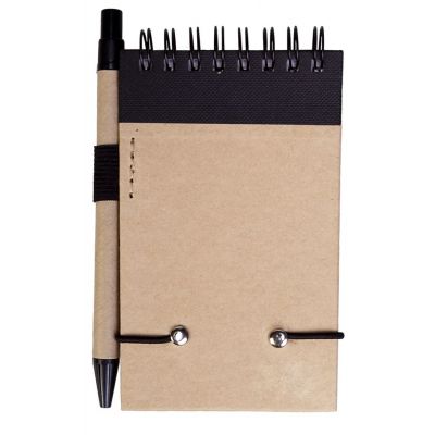 Блокнот на кольцах Eco Note с ручкой, черный-1
