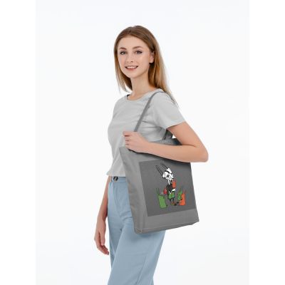 Холщовая сумка «Зайцы и морковное мороженое», серая-3
