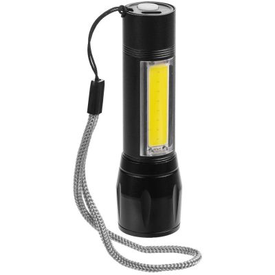 Фонарик аккумуляторный с фокусировкой луча Kirk, черный-1