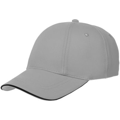 Бейсболка Canopy, серая с черным кантом-0