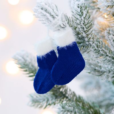 Подвеска на елку «Вьюжка», носочки, синяя-2