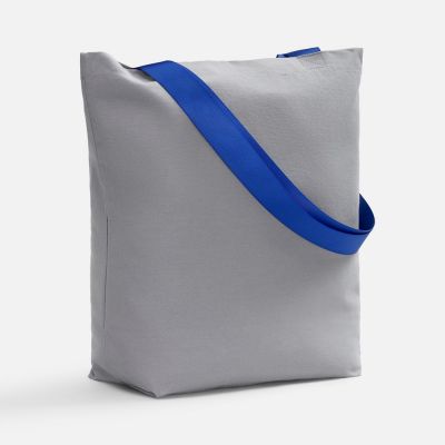 Шопер B5, серый с широкими синими ручками-0