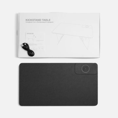 Складной стол для ноутбука с беспроводной зарядкой Kickstand Table, серый-8
