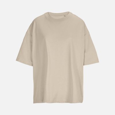 Футболка оверсайз женская Boxy Women, бежевая (льняная)-0